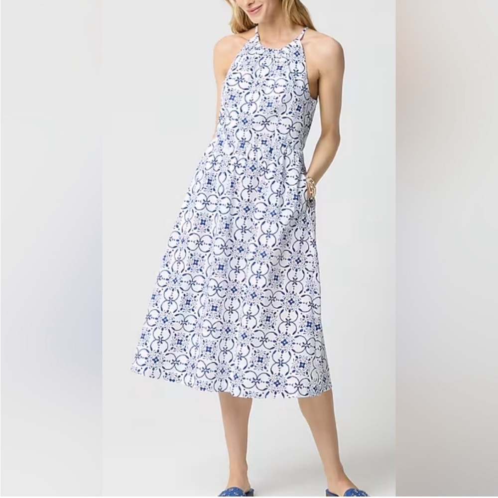 J.Crew Strappy Poplin Cotton Halter Midi Dress Women’s Size 4